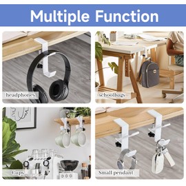 Betinyar 2pcs Purse Hanger for Desk, Universal Fit White Desk Headphone Hanger, Table Hooks for Hanging Bags