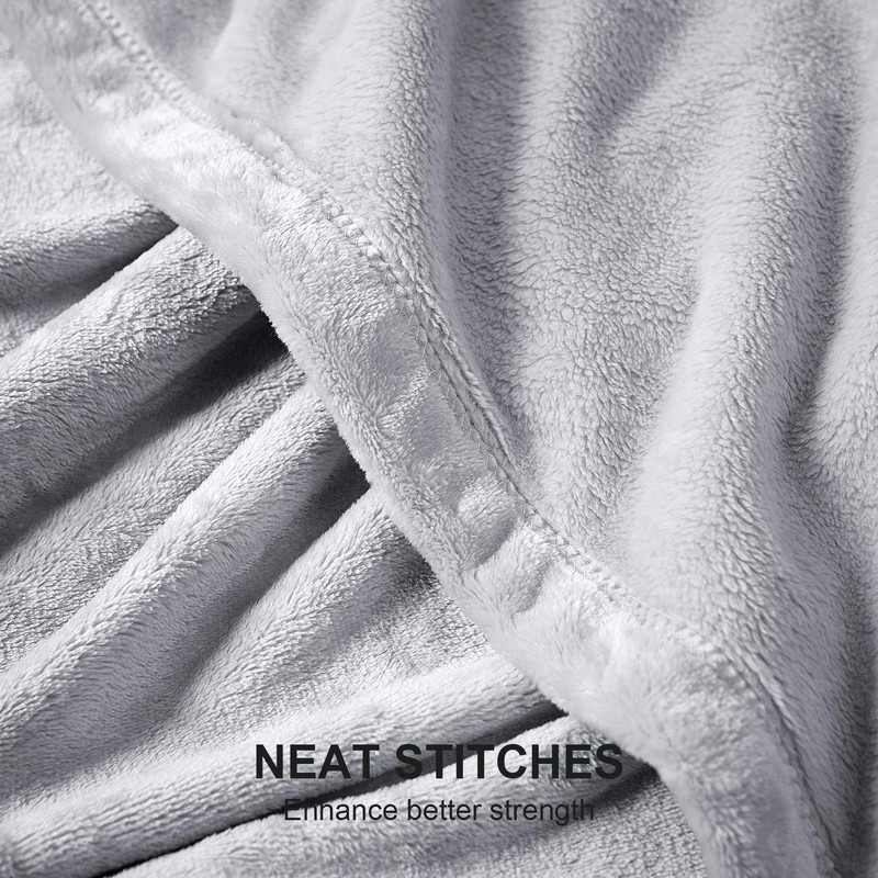 EHEYCIGA Fleece Blanket Silver Grey Throws for Sofas Fluffy Warm