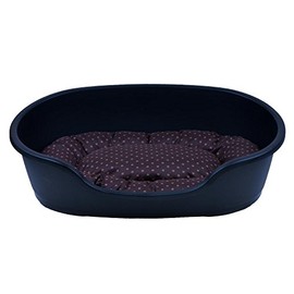 adena Dog Basket 81 x 54 cm Anthracite with Brown Polka Dots Cushion