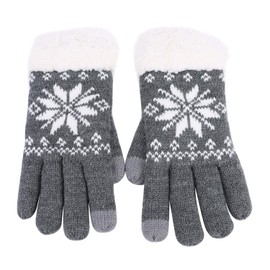 Women Men Winter Warm Knitted Gloves Mittens Thickened Fleece Lined Snow Flower Full Finger Gloves Thermal Driving Cycling Gloves Touch Screen Gloves Soft Wool Cashmere Gloves Xmas Gift Birthday Gift