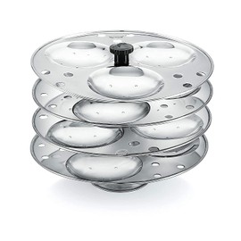 Indian Idli 4 Plates Stainless Steel Idli Stand (12 idly Maker Stand Kitchen Tool 4 Plates, Silver) Indian Kitchen Item Pack Of 1