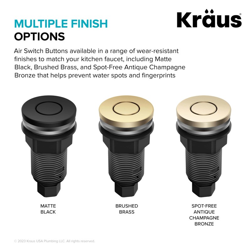 KRAUS Flat-Top Garbage Disposal Air Switch Button in Brushed Brass,
