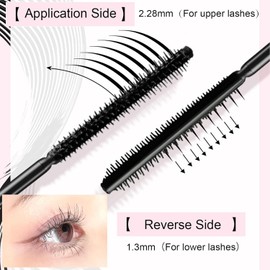 Lengthening Black Mascara for Fine Short Lashes & Older Women – Quick-Drying, Smudge-Proof & Waterproof – Natural-Looking Length, Dual-Sided Brush - Swivel Brush Handle, Glides to Every Lash Angle
