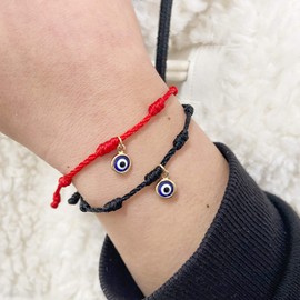 2/6Pcs Evil Eye Bracelets for Women Men Turkish Blue Evil Eye String Bracelet Lucky Evil Eye Bracelet Charm Eye Beaded Bracelets Summer Bracelets Jewelry Gifts