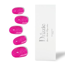 Drizzle Semi Cured Gel Nail Strips, Real Nail Polish Art Stickers (UV Light Required),Glitter, Solid Color, Full Wraps Long Lasting Waterproof, Nail Strips Decal for Women (Rose Shower)