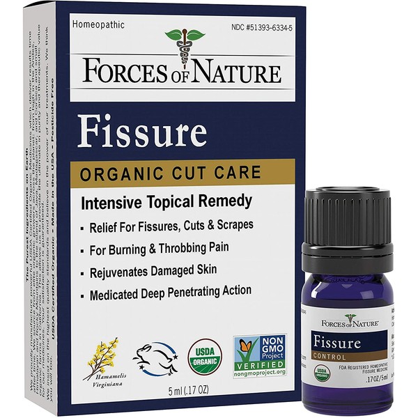 Forces Of Nature – Natural, Organic Fissure Care (5ml) Non GMO, No Harmful Chemicals –Soothe & Relieve Burning, Throbbing, Stinging, Itchy, Bleeding Tissue Caused by Fissures or Hemorrhoids