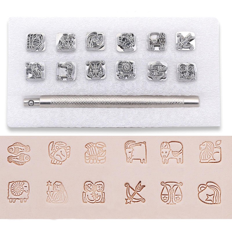 12Pcs Astrological Leather Stamping Tools, Fyrcomft Star Sign Leather Stamping