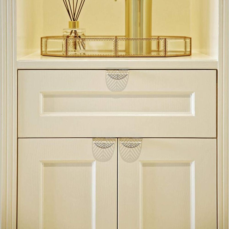 RZDEAL Solid Brass Edge Pulls for Cabinets Brushed Gold Leaf