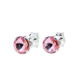 pewterhooter Women’s Sterling silver stud earrings made with brilliant crystals. Gift box. (Brilliant Light Rose)