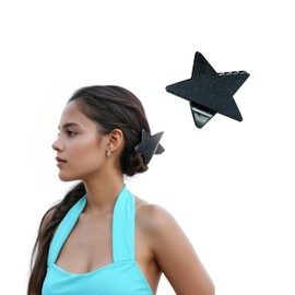 Acrylic Cute Black Glitter Star Claw Clip - 3" Five-Pointed Y2K Hair Clips Non-Slip Geometric Barrettes for Women & Girls Thin Thick Medium Hair Accessories