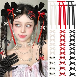 Mini Hair Bows for Women Girls Cute Hair Clips Small Alligator Long Tail Hair Ribbon Accessories -3 Styles -36P - Black White Red