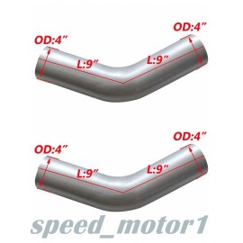 Blitech Racing 2PCS Aluminized 45 Degree Elbow 4"ODx 9" Arms Truck Pipe 4 Inch Elbow