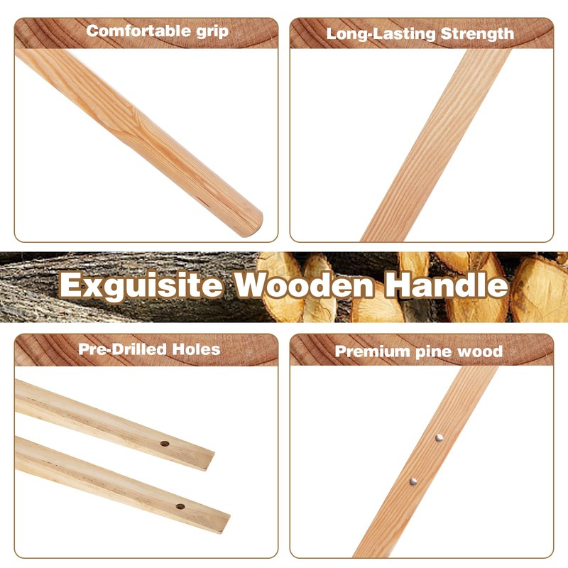 Wheelbarrow Handles Replacement Kit - Heavy Duty Pine Wood Wheelbarrow