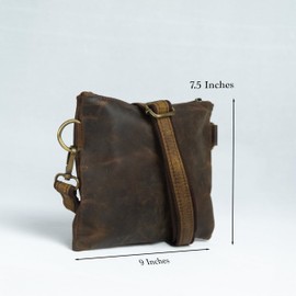 Satchel And Fable Leather Small Crossbody Bag for Women Designer Cell Phone Bag Wallet Purses Adjustable Strap Handbag for Ladies, Brown, 8(L)x 4(H)x 5(w), Rfid Wallet