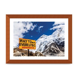 Lithobee - Mount Everest Signpost Himalayas - Printed Wall Art Design in Sizes A2, A3 & A4 Framed in a Stylish Quality Coloured Frame or Unframed (A4 Bronze Abraded Frame)
