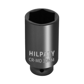 Hlipaty Impact Socket 30mm, 1/2" Square Drive 6 Point Cr-Mo Deep Socket, 78mm Length