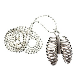Miniblings Lung Necklace 80Cm Anatomy Silver Ribs Human Horror Hospital Metal