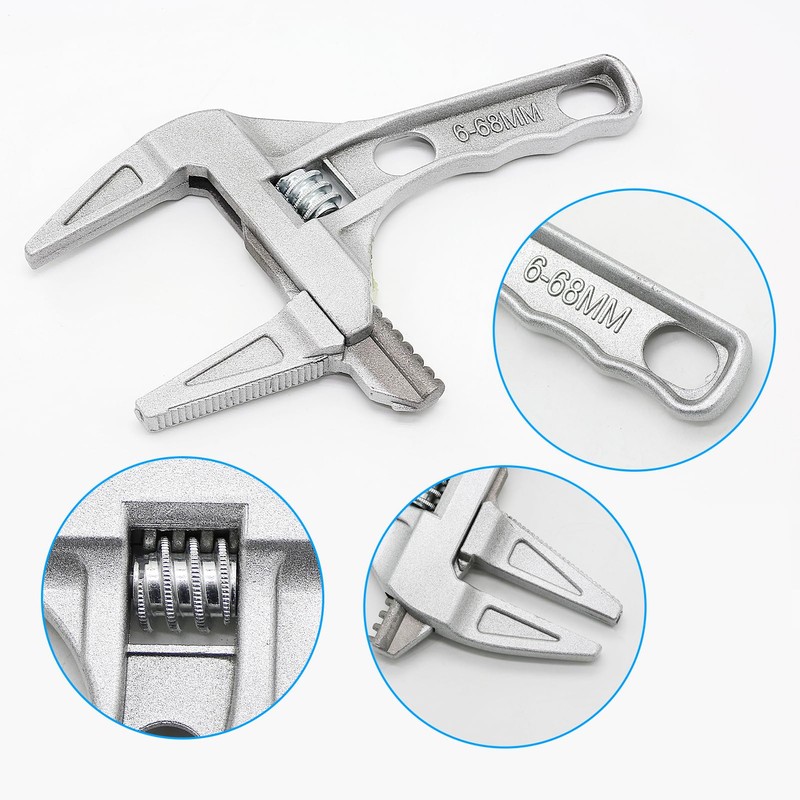 REBECASKYENS 1 Pack Adjustable Spanner Wrench,6-68mm Opening Wide Jaw,Adjustable Spanner