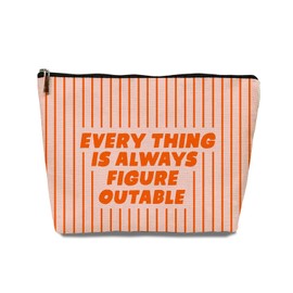 EVER-GOING TUNE "Everything Is Figureoutable Motivational Makeup Bag, Positivity Cosmetic Pouch,For Women Sister Girl Western Lovers Birthday Christmas Friendship Travel Toiletry Bag.
