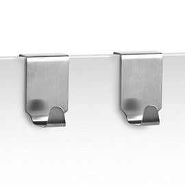 Zeller 24856 Towel Hooks for Cupboard Door Set of 2 Stainless Steel L 4 x W 5 x H 6 cm