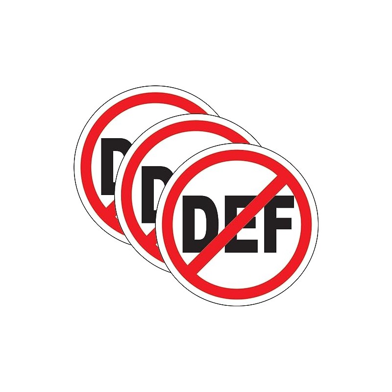 NO DEF (Diesel Exhaust Fluid) 3 Stickers/Decals 3.5x3.5 AUS 32