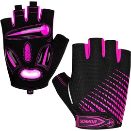 MOREOK-Cycling Gloves Bike Gloves for Men/Women-[5MM Gel Pad] Biking Gloves Light Pink-121-S