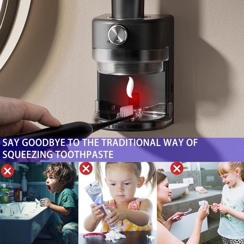 Toothpaste Squeezer, Bathroom Wall Mounted Electric Toothpaste Dispenser with Adjustable