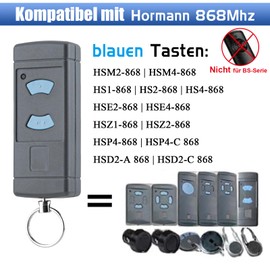 YuliSpy for Hormann HSM4-868 HSE2-868 Garage Door Opener Remote Control 868,3MHz Blue Button, HS4-868, HS(M) 2/4, HSZ1-868, HSP4-868 1 Pack Mini-2 Button Key Fob