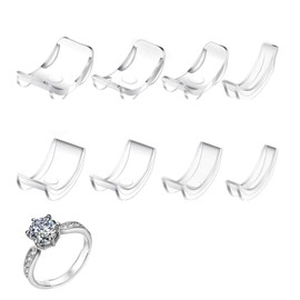 BHSTTNIXP 8 Pcs Ring Size Adjuster,Ring Tightener for Loose Rings,Invisible Ring Resizer,Plastic Transparent Ring Clip for Women and Men