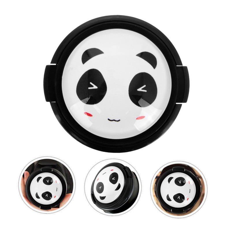 LALAFINA 2pcs Center Pinch Lens Cap Cover with Adorable Panda