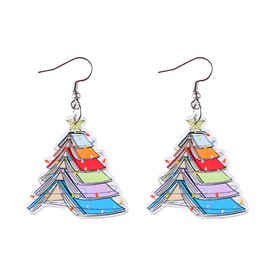 MALOYANVE Christmas Tree Earrings for Women Cute Sparkly Acrylic Snowflake Stars Gloves Socks Glitter Lightweight Stud Earrings Party Jewelry Festival Decoration (Book C)