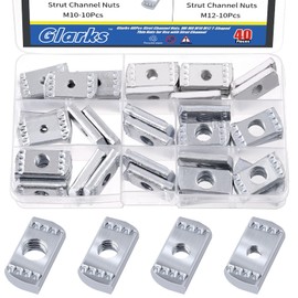 Glarks 40Pcs Strut Channel Nuts Set, M6 M8 M10 M12 No Spring Thickened Nuts with Zinc Plated, Without Spring Nuts Great for Use with Strut Channel