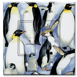 Printed Switch-Outlet Combo with matching Wall Plate - Penguins