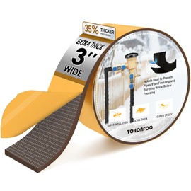 TOHONFOO Pipe Insulation - Foam Insulation Tape - Water Pipe Insulation Tape - Pipe Insulation Wrap - Heat Tape for Water Pipes - AC Line Insulation - HVAC Pipe Insulation, 3in x 15ft, Brown