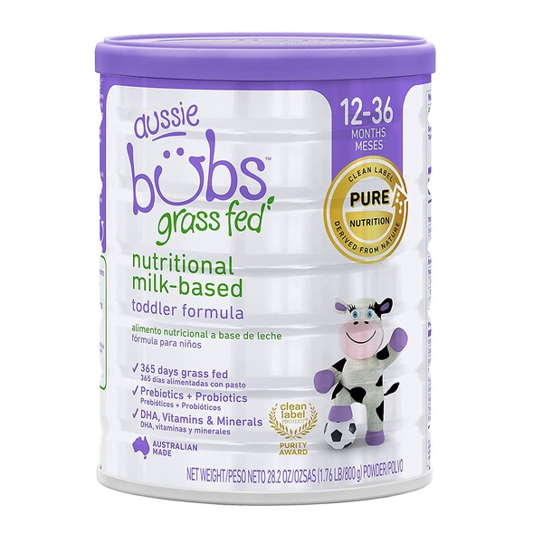 Aussie Bubs Grass Fed Nutritional Milk-Based Toddler Formula, For Kids 12-36 months, Made with Non-GMO Organic Milk, 28.2 oz