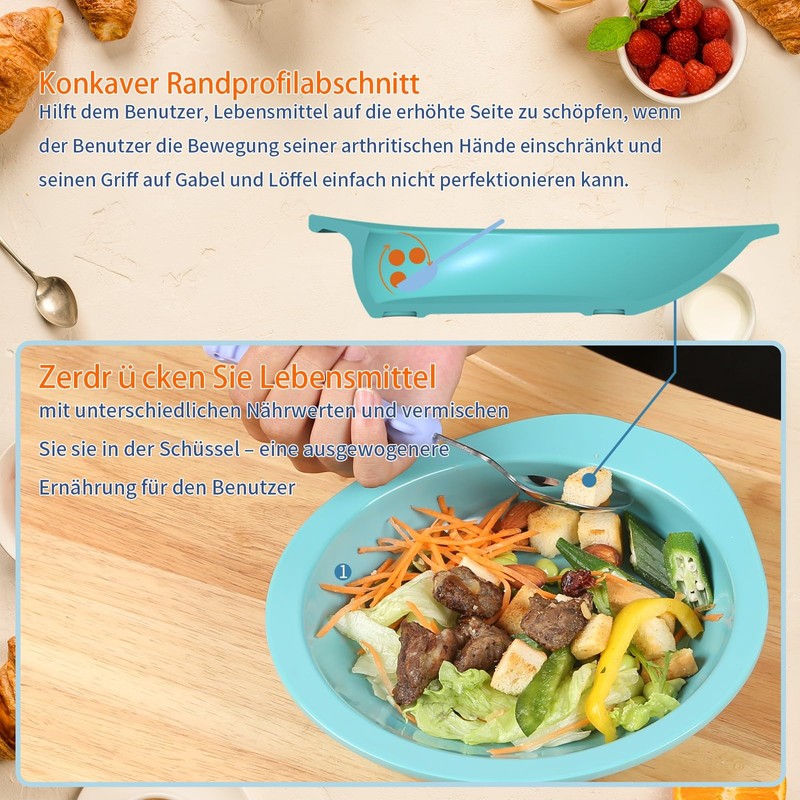 Ehucon Non-Slip Adaptive Scoop Plate with Extra Wall, Leak-proof Melamine
