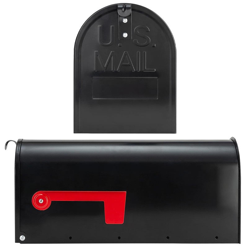 RAINHOL Black Metal Mailboxes for Outside Post Mount, Standard Mail