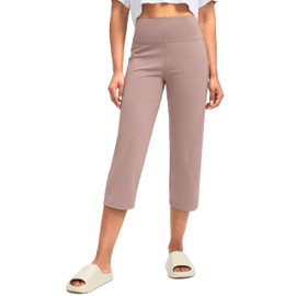 G Gradual Capri Pants for Women High Waist Workout Yoga Pants with Pockets Tummy Control Leggings Crop Straight(Mauve Pink,XL)