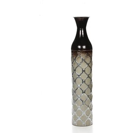 Hosley Metal Brown Tones Moroccan Embossed Floor Vase 28.5 Inch High. Great Vase for Dried Floral Arrangements Craft Projects Ideal Gift for Wedding Special Occasion Home Office