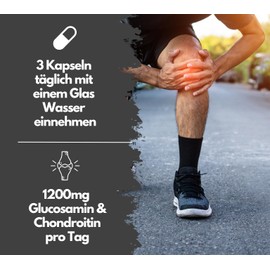 Glucosamin Chondroitin hochdosiert - 1200 mg pro Tag- mit Curcuma, Weihrauch, Hyaluronsäure, Vitamin C, Collagen & Piperin -180 vegane Kapseln, laborgeprüft