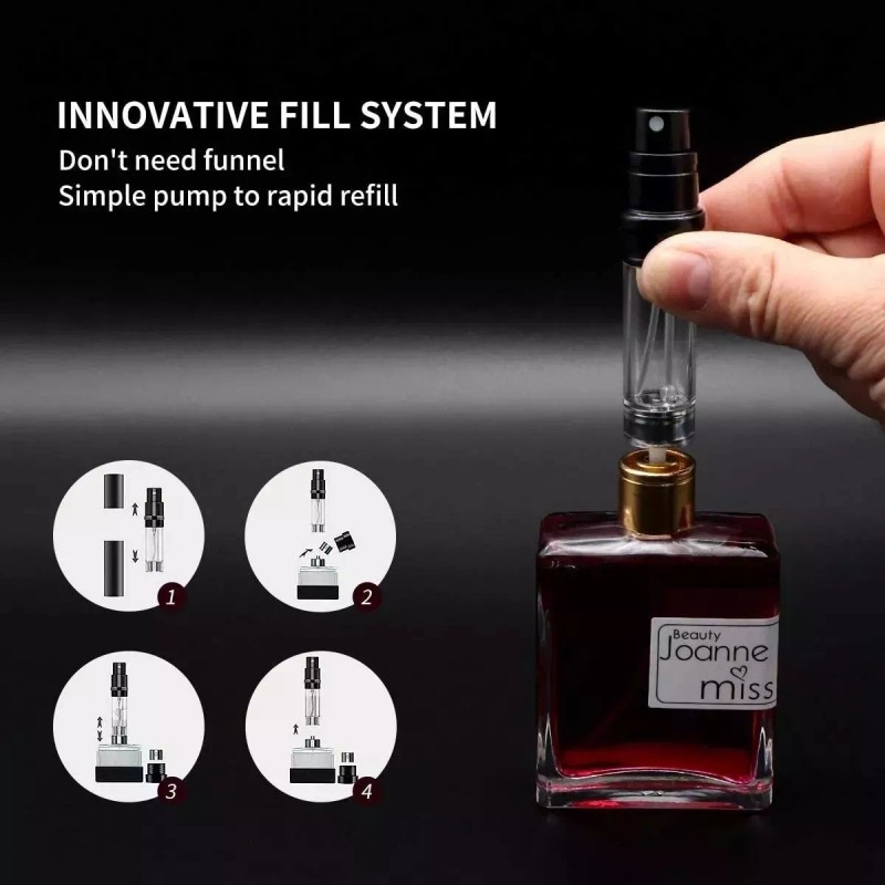 DOMOKO Perfumero Recargable De Viaje Rellenable + Funda De Piel