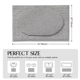 DEXDE Bathroom Rugs Mat 30x20, Extra Soft Absorbent Microfiber Bath Rugs, Machine Washable Bath Mats for Bathroom Floor, Tub, Shower,Gray