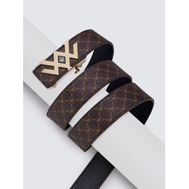 VANNANBA Leather Ratchet Designer Belts with Letter W Buckle, Y Buckle, Perfect for Casual Work Business