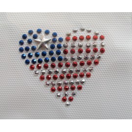 Unbranded #6604 2" American Flag Heart Star Rhinestone/Stu