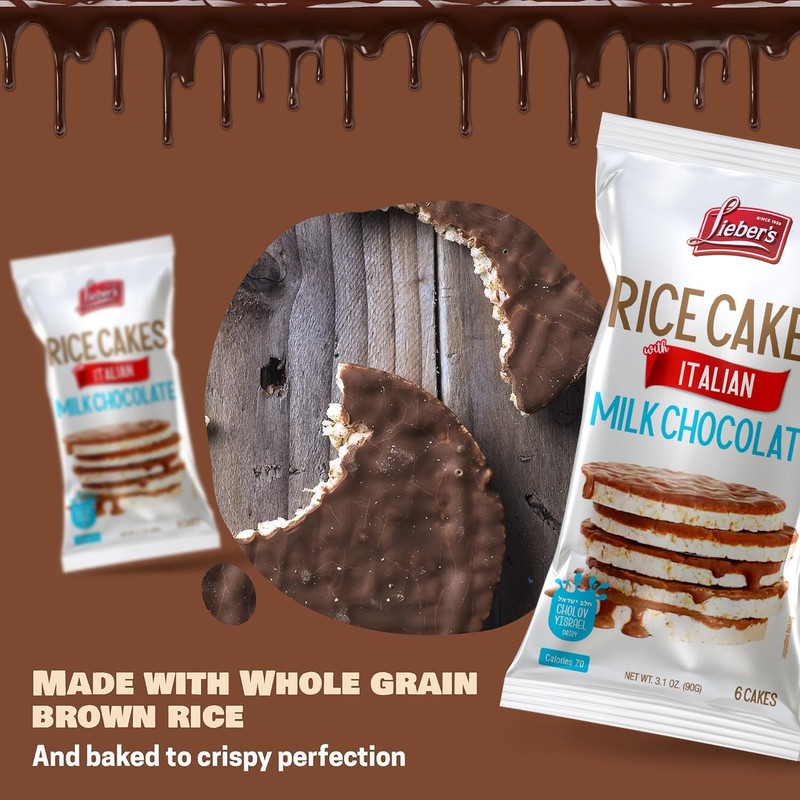 LIEBERS Kosher Certified Dairy Italian Milk Chocolate Rice Cakes, Gluten