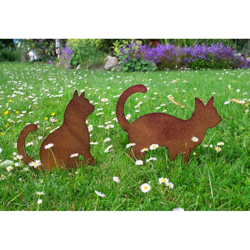 B2S BACK2SEASON Metal Stake Cat Rust Look Lawn Stake Garden