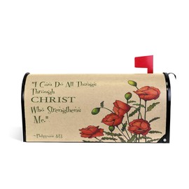 ZZKKO Mailbox Decor Retro Poppy Bible Verse Mailbox Covers Magnetic Seasonal Colorful Pattern Home Houses Letter Box Cover Decorations,25.5x20.8 Inch Large Size,Multicolor