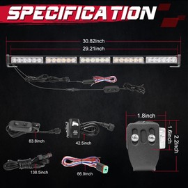 OFFROADTOWN 30inch LED Chase Light Bar Off road Rear LED Chase Strobe Light Bar with Turn Signal Reverse Brake Light for UTV RZR Polaris Yamaha 4x4 Dune Buggy Can-Am