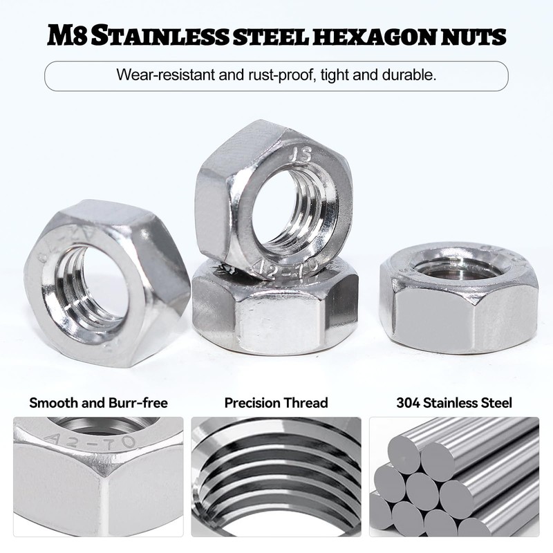 AIMEKE Pack of 12 M8 Threaded Rods, 100 mm Threaded