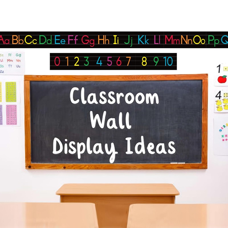 12 Pieces Alphabet Line for Classroom Wall Chalkboard Brights Manuscript
